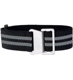 ELASTICKÝ NYLONOVÝ ŘEMÍNEK, ČERNÝ-ŠEDÉ PROUŽKY (MOTIV 25) - ŘEMÍNKY - OSTATNÍ