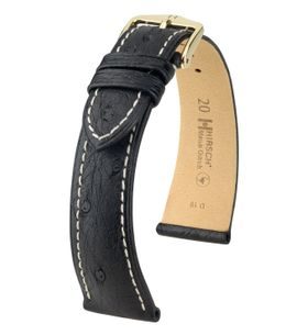 ŘEMÍNEK HIRSCH MASSAI OSTRICH 1 - ČERNÝ, KONTRAST - STRAPS - ACCESSORIES