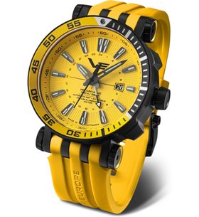 VOSTOK EUROPE ENERGIA ROCKET AUTOMATIC GMT NH34-575C719 - ŽLUTÝ GUMOVÝ ŘEMÍNEK - ENERGIA ROCKET - ZNAČKY