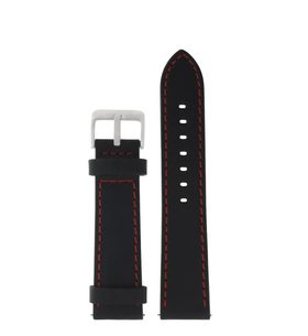 LEATHER STRAP JUNKERS 22MM - BLACK/RED STITCHING - STRAPS - ACCESSORIES