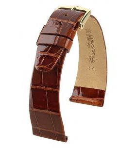 ŘEMÍNEK HIRSCH PRESTIGE 1 ALLIGATOR - ZLATOHNĚDÝ, LESK - STRAPS - ACCESSORIES