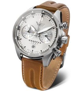 VOSTOK EUROPE LIMITOVANÁ EDICE EMBÉČKA CHRONO LINE 6S21-325A491 - HNĚDÝ KOŽENÝ ŘEMÍNEK - EMBÉČKA - ZNAČKY