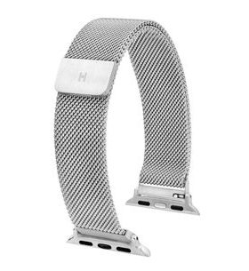 ŘEMÍNEK HIRSCH MILANAISE PRO APPLE WATCH - STŘÍBRNÝ - STRAPS - ACCESSORIES