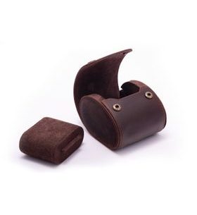 KOŽENÉ CESTOVNÍ POUZDRO HELVETI (PRO 1 HODINKY - TMAVĚ HNĚDÉ) - BOXY NA HODINKY - OSTATNÍ