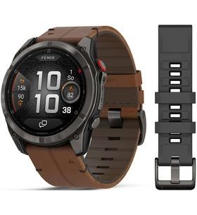 GARMIN FĒNIX® 8 PRO – 51 MM, AMOLED SAPPHIRE, CARBON GREY DLC TITANIUM S CHESTNUT KOŽENÝM ŘEMÍNKEM 010-03199-40 - FENIX 8 PRO 51MM - BRANDS