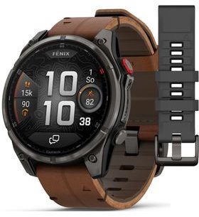 GARMIN FĒNIX® 8 PRO – 47 MM, AMOLED SAPPHIRE, CARBON GREY DLC TITANIUM WITH CHESTNUT LEATHER STRAP 010-03198-40 - FENIX 8 PRO 47MM - BRANDS