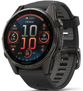 GARMIN FENIX® 8 – 43 MM, AMOLED SAPPHIRE, CARBON GREY DLC TITANIUM, BLACK / PEBBLE GREY WITH SILICONE STRAP 010-02903-21 - FENIX 8 43MM - BRANDS