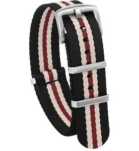 STRAP NATO SPORTS STRIPES, BLACK-KHAKI-RED - STRAPS - ACCESSORIES