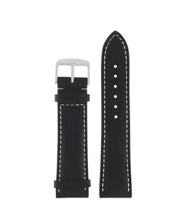 LEATHER STRAP JUNKERS 22MM - BLACK/WHITE STITCHING - STRAPS - ACCESSORIES