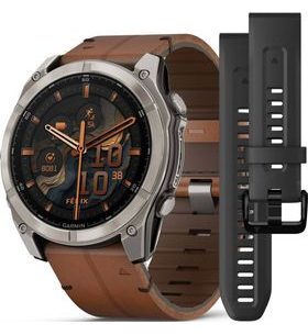 GARMIN FENIX® 8 – 51 MM, AMOLED SAPPHIRE, TITANIUM / BROWN LEATHER BAND 010-02905-40 - FENIX 8 51MM - MĂRCI