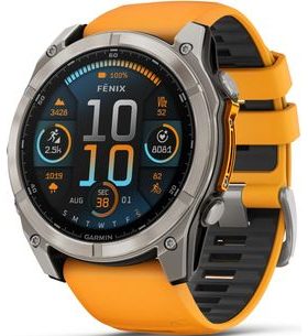 GARMIN FENIX® 8 – 51 MM, AMOLED SAPPHIRE, TITANIUM S ORANGE/GRAPHITE SILIKONOVÝM ŘEMÍNKEM 010-02905-11 - FENIX 8 51MM - ZNAČKY