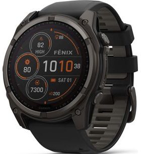 GARMIN FENIX® 8 – 51 MM, SOLAR, SAPPHIRE SAPPHIRE, CARBON GREY DLC TITANIUM S BLACK/GREY SILIKONOVÝM ŘEMÍNKEM 010-02907-11 - FENIX 8 51MM - MĂRCI