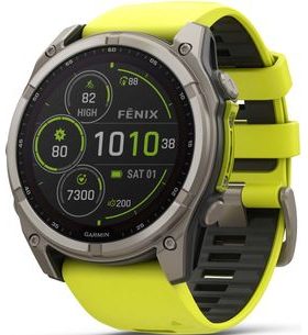 GARMIN FENIX® 8 – 51 MM, SOLAR, SAPPHIRE SAPPHIRE, TITANIUM S YELLOW/GRAPHITE SILIKONOVÝM ŘEMÍNKEM 010-02907-21 - FENIX 8 51MM - MĂRCI
