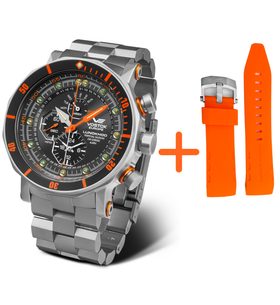 VOSTOK EUROPE LUNOCHOD-2 MULTIFUNCIONAL LINE YM86-620A506 (+ ORANŽOVÝ GUMOVÝ ŘEMÍNEK) - LUNOCHOD-2 - ZNAČKY
