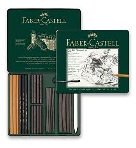 SADA UMĚLECKÝCH UHLŮ FABER-CASTELL PITT MONOCHROME CHARCOAL V PLECHOVÉ KRABIČCE - 24 KS 0042/1129780 - ACCESSORIES