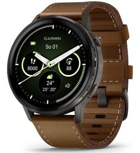 GARMIN VENU® 4 - 45 MM SLATE / BLACK SILIKONOVÝ ŘEMÍNEK A BROWN KOŽENÝ ŘEMÍNEK 010-03014-03 - VENU 4 - ZNAČKY