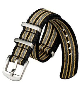 STRAP NATO SPORTS STRIPES BLACK-YELLOW-GREY - STRAPS - ACCESSORIES