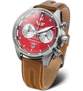VOSTOK EUROPE LIMITED EDITION EMBÉČKA CHRONO LINE 6S21-325A492 - BROWN LEATHER STRAP - EMBÉČKA - BRANDS