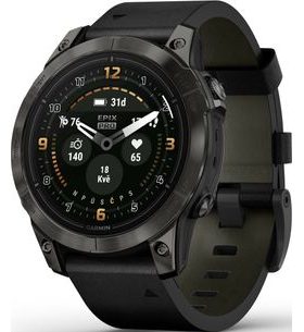 GARMIN EPIX™ PRO (GEN 2) SAPPHIRE EDITION CARBON GRAY DLC TITANIUM / BLACK LEATHER BAND - 010-02803-30 - EPIX - BRANDS