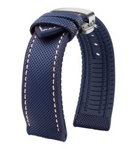 Nylon/rubber strap with silver butterfly buckle - blue