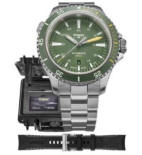 Traser P67 Diver Automatic Green Set ocel a pryž