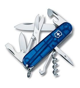 NŮŽ VICTORINOX CLIMBER TRANSPARENTNÍ MODRÁ 1.3703.T2B1 - POCKET KNIVES - ACCESSORIES