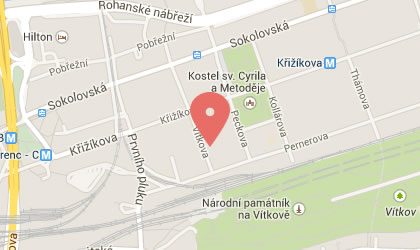 Mapa Helveti s.r.o. - Vítkova 8, Praha 8, Karlín