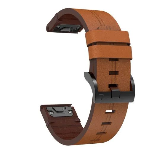 QUICKFIT 22MM LEATHER WATCH STRAP FOR GARMIN, BROWN - STRAPS - ACCESSORIES