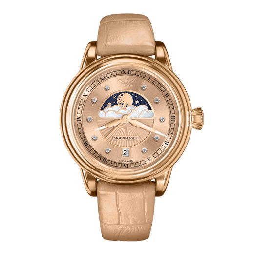 BEIGE LEATHER AVIATOR STRAP FOR DOUGLAS MOONFLIGHT V.1.33.2.260.4 - GOLD BUCKLE - STRAPS - ACCESSORIES