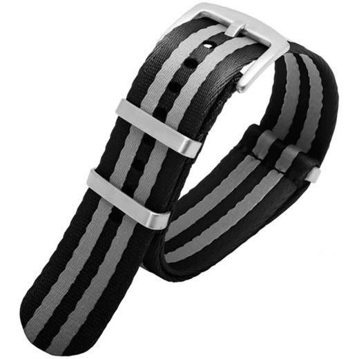 STRAP NATO SPORTS STRIPES, BLACK-GREY 22 MM - STRAPS - ACCESSORIES