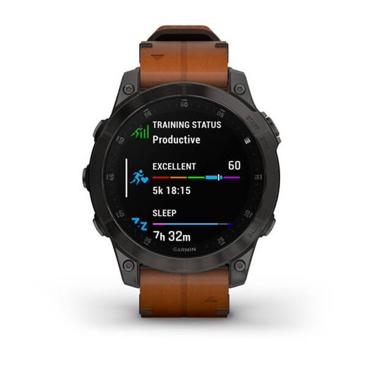 GARMIN EPIX™ PRO SAPPHIRE STYLE, TITAN BLACK/ BROWN LEATHER BAND - 010-02582-30 - EPIX - BRANDS