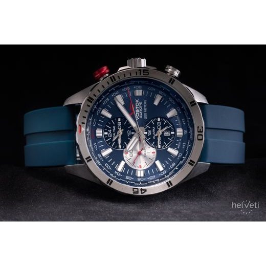 VOSTOK EUROPE ALMAZ MULTIFUNCTIONAL LINE YM26-320A652 - MODRÝ GUMOVÝ ŘEMÍNEK - ALMAZ SPACE STATION - ZNAČKY