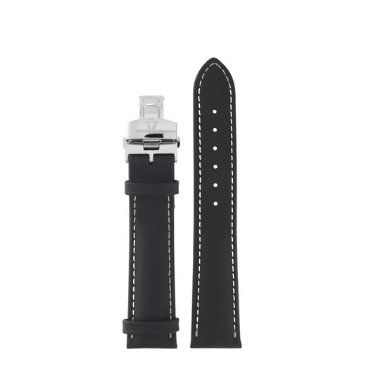 JUNKERS LEATHER STRAP 20MM - BLACK/BUTTERFLY BUCKLE - STRAPS - ACCESSORIES