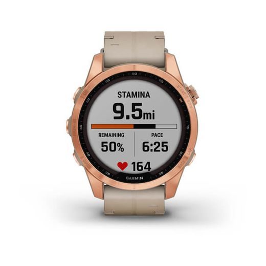 GARMIN FENIX 7S PRO SAPPHIRE SOLAR TITAN ROSE GOLD/ LIMESTONE LEATHER BAND - 010-02539-35 - FENIX 7S - BRANDS