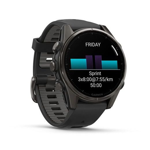 GARMIN FENIX® 8 – 43 MM, AMOLED SAPPHIRE, CARBON GREY DLC TITANIUM, BLACK / PEBBLE GREY WITH SILICONE STRAP 010-02903-21 - FENIX 8 43MM - BRANDS