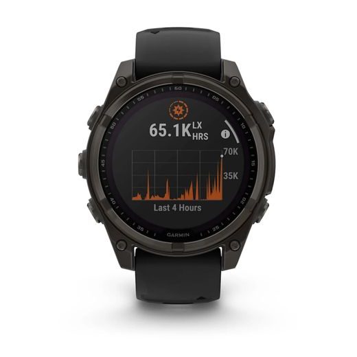GARMIN FENIX® 8 – 47 MM, SOLAR, SAPPHIRE, CARBON GREY DLC TITANIUM WITH BLACK/GRAY SILICONE STRAP 010-02906-11 - FENIX 8 47MM - BRANDS