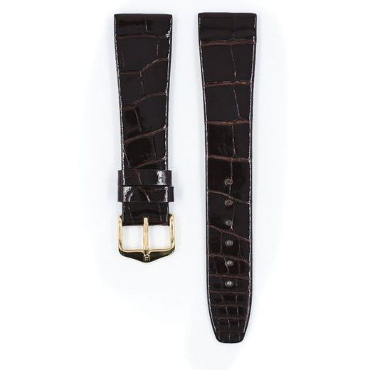 ŘEMÍNEK HIRSCH PRESTIGE 1 ALLIGATOR - TMAVĚ HNĚDÝ, LESK - STRAPS - ACCESSORIES