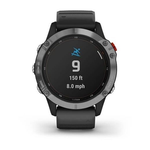 GARMIN FENIX6 SOLAR, SILVER/BLACK BAND 010-02410-00 - GARMIN - BRANDS