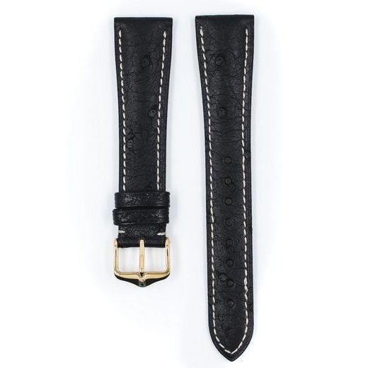 ŘEMÍNEK HIRSCH MASSAI OSTRICH 1 - ČERNÝ, KONTRAST - STRAPS - ACCESSORIES