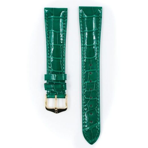 ŘEMÍNEK HIRSCH LONDON 1 ALLIGATOR - ZELENÝ, LESK - STRAPS - ACCESSORIES