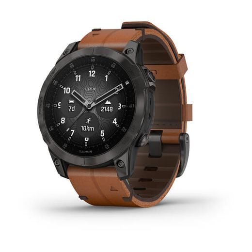 GARMIN EPIX™ PRO SAPPHIRE STYLE, TITAN BLACK/ BROWN LEATHER BAND - 010-02582-30 - EPIX - BRANDS