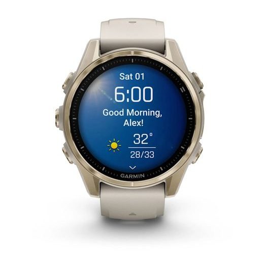 GARMIN FENIX® 8 – 43 MM, AMOLED SAPPHIRE, SOFT GOLD / FOG GREY SE SILIKONOVÝM ŘEMÍNKEM 010-02903-11 - FENIX 8 43MM - ZNAČKY