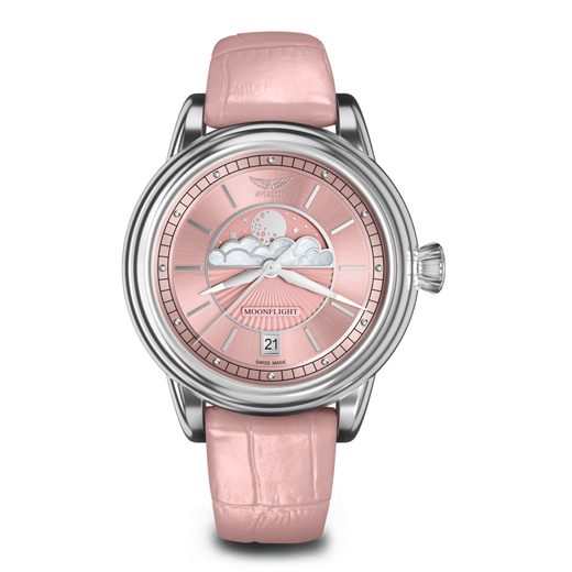 PINK LEATHER STRAP AVIATOR FOR DOUGLAS MOONFLIGHT V.1.33.0.257.4 - SHINY BUCKLE - STRAPS - ACCESSORIES