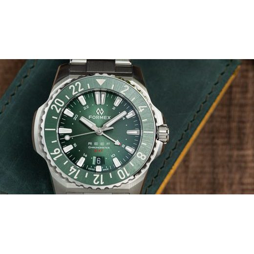 FORMEX REEF GMT AUTOMATIC CHRONOMETER GREEN DIAL WITH RED GMT - REEF - BRANDS