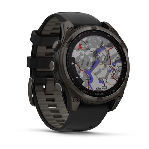 GARMIN FENIX® 8 – 47 MM, SOLAR, SAPPHIRE, CARBON GREY DLC TITANIUM WITH BLACK/GRAY SILICONE STRAP 010-02906-11 - FENIX 8 47MM - BRANDS