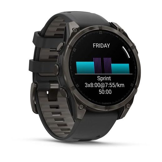 GARMIN FENIX® 8 – 47 MM, AMOLED SAPPHIRE, CARBON GREY DLC TITANIUM S BLACK/GRAY SILIKONOVÝM ŘEMÍNKEM 010-02904-21 - FENIX 8 47MM - ZNAČKY