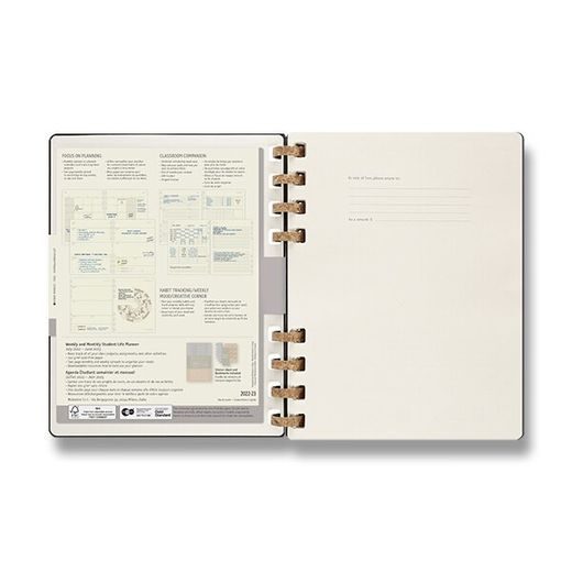 DIÁŘ MOLESKINE SPIRAL ACADEMIC 2023 ČERNÝ - TÝDENNÍ/MĚSÍČNÍ - TVRDÉ DESKY - XL 1206/5730019 - DIÁŘE A ZÁPISNÍKY - OSTATNÍ