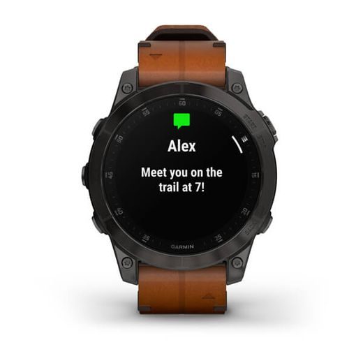 GARMIN EPIX™ PRO SAPPHIRE STYLE, TITAN BLACK/ BROWN LEATHER BAND - 010-02582-30 - EPIX - BRANDS