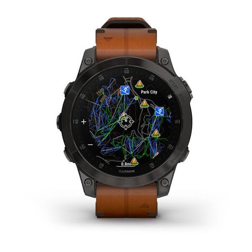 GARMIN EPIX™ PRO SAPPHIRE STYLE, TITAN BLACK/ BROWN LEATHER BAND - 010-02582-30 - EPIX - BRANDS