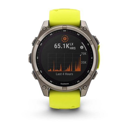 GARMIN FENIX® 8 – 47 MM, SOLAR, SAPPHIRE, TITANIUM WITH YELLOW/GRAPHITE SILICONE STRAP 010-02906-21 - FENIX 8 47MM - BRANDS